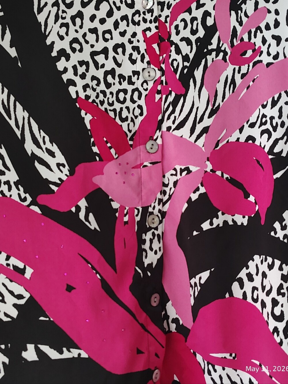 MULTIPLES WOMENS XL LEOPARD PRINT BUTTON UP LONG SLEEVE FLORAL ABSTRACT GRAIL - Picture 5 of 8